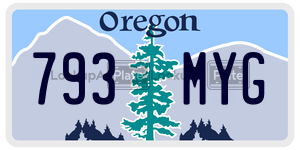 793MYG  license plate in OR