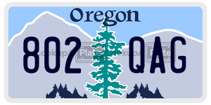 802QAG  license plate in OR