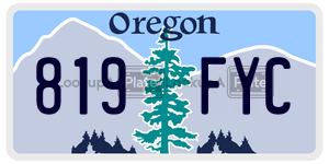 819FYC license plate in Oregon