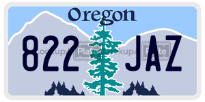 822JAZ license plate in Oregon