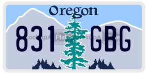 831GBG license plate in Oregon