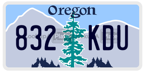 832KDU  license plate in OR