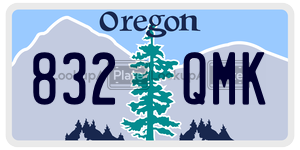 832QMK  license plate in OR