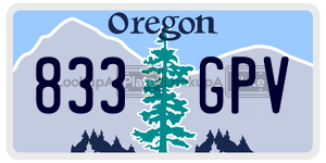 833GPV  license plate in OR