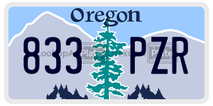 833PZR  license plate in OR