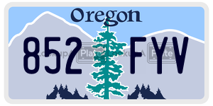 852FYV  license plate in OR