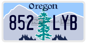 852LYB  license plate in OR