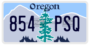 854PSQ license plate in Oregon