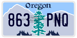 863PNQ  license plate in OR