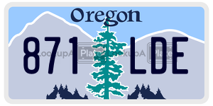 871LDE license plate in Oregon
