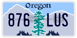 876LUS license plate in Oregon