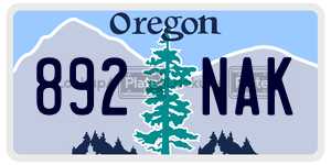 892NAK  license plate in OR