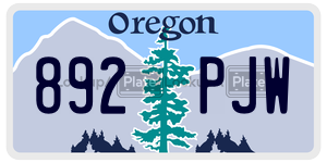 892PJW license plate in Oregon