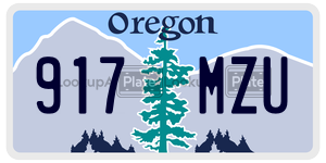 917MZU license plate in Oregon