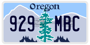 929MBC license plate in Oregon