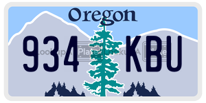 934KBU  license plate in OR