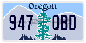 947QBD license plate in Oregon