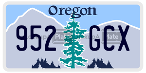 952GCX license plate in Oregon