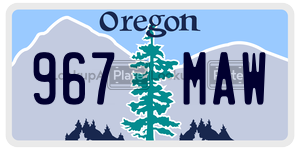 967MAW license plate in Oregon