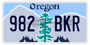 982BKR  license plate in OR