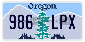 986LPX license plate in Oregon