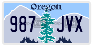 987JVX  license plate in OR