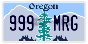 999MRG license plate in Oregon
