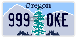 999QKE  license plate in OR