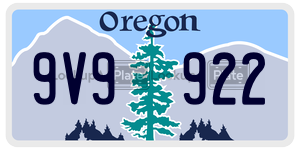9V9922 license plate in Oregon