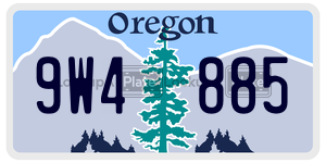 9W4885  license plate in OR