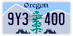 9Y3400  license plate in OR