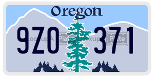 9Z0371  license plate in OR
