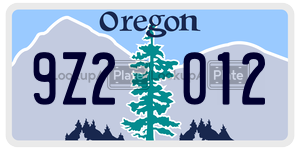 9Z2012 license plate in Oregon