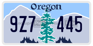 9Z7445  license plate in OR