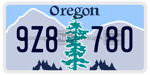 9Z8780  license plate in OR