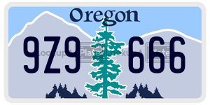 9Z9666 license plate in Oregon