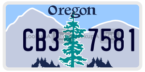CB37581 license plate in Oregon