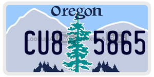 CU85865  license plate in OR