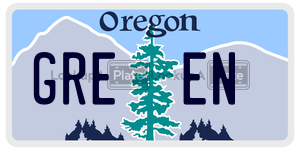GREEN  license plate in OR