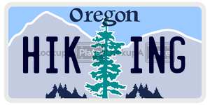 HIKING  license plate in OR
