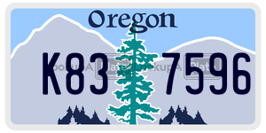 K837596  license plate in OR