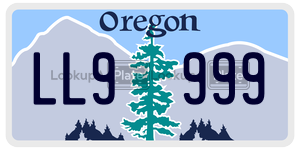 LL9999  license plate in OR