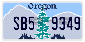 SB59349 license plate in Oregon