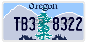 TB38322 license plate in Oregon