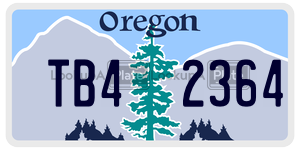 TB42364 license plate in Oregon