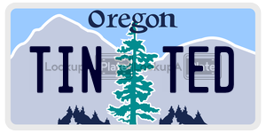 TINTED  license plate in OR