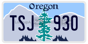 TSJ930  license plate in OR