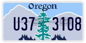 U373108 license plate in Oregon