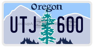 UTJ600  license plate in OR