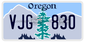 VJG830  license plate in OR